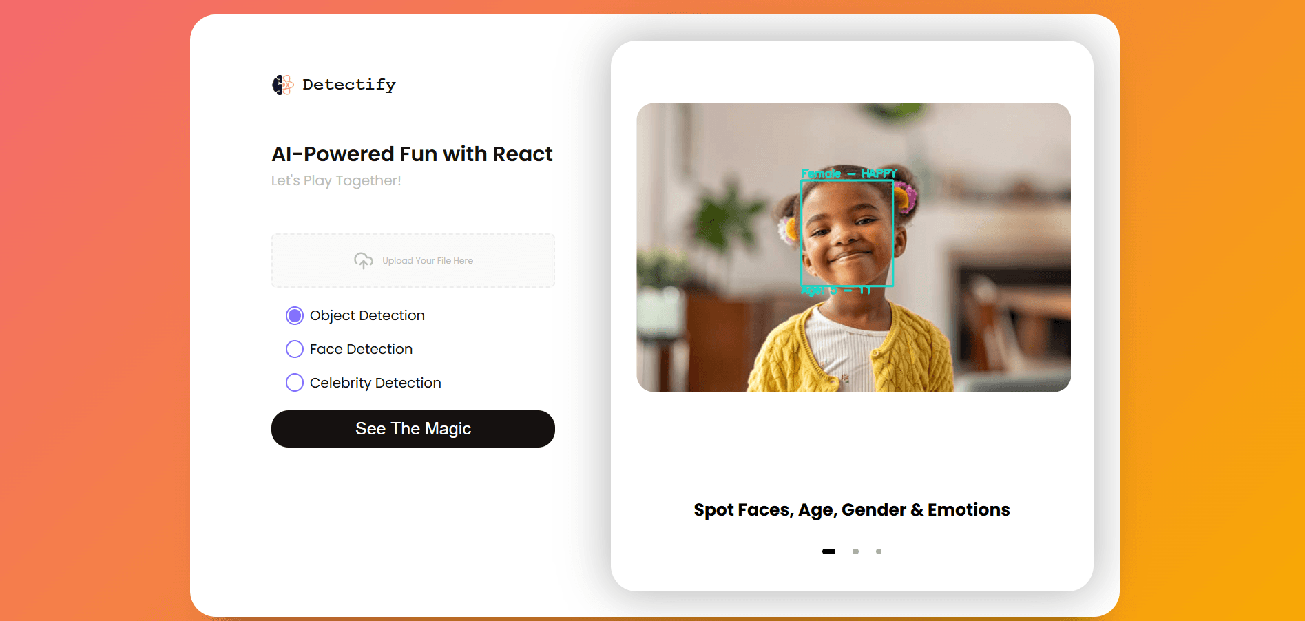 Detectify – Image Detection Web App (Frontend) screenshot